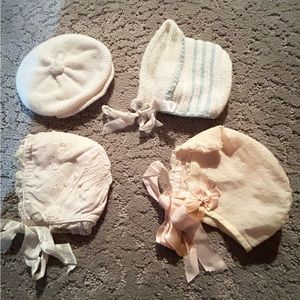 4 Antique Baby Hats